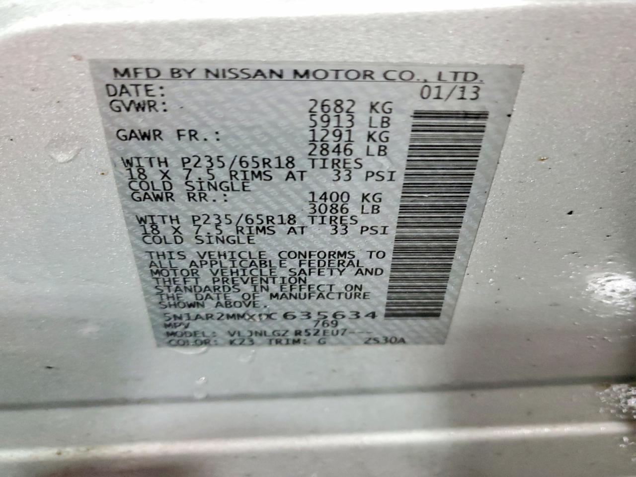 2013 NISSAN PATHFINDER S photo 25