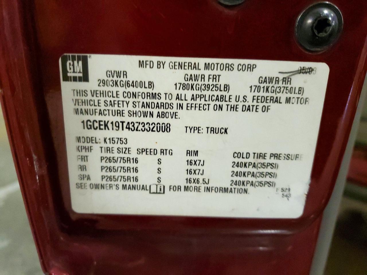 2003 CHEVROLET SILVERADO K1500 photo 12