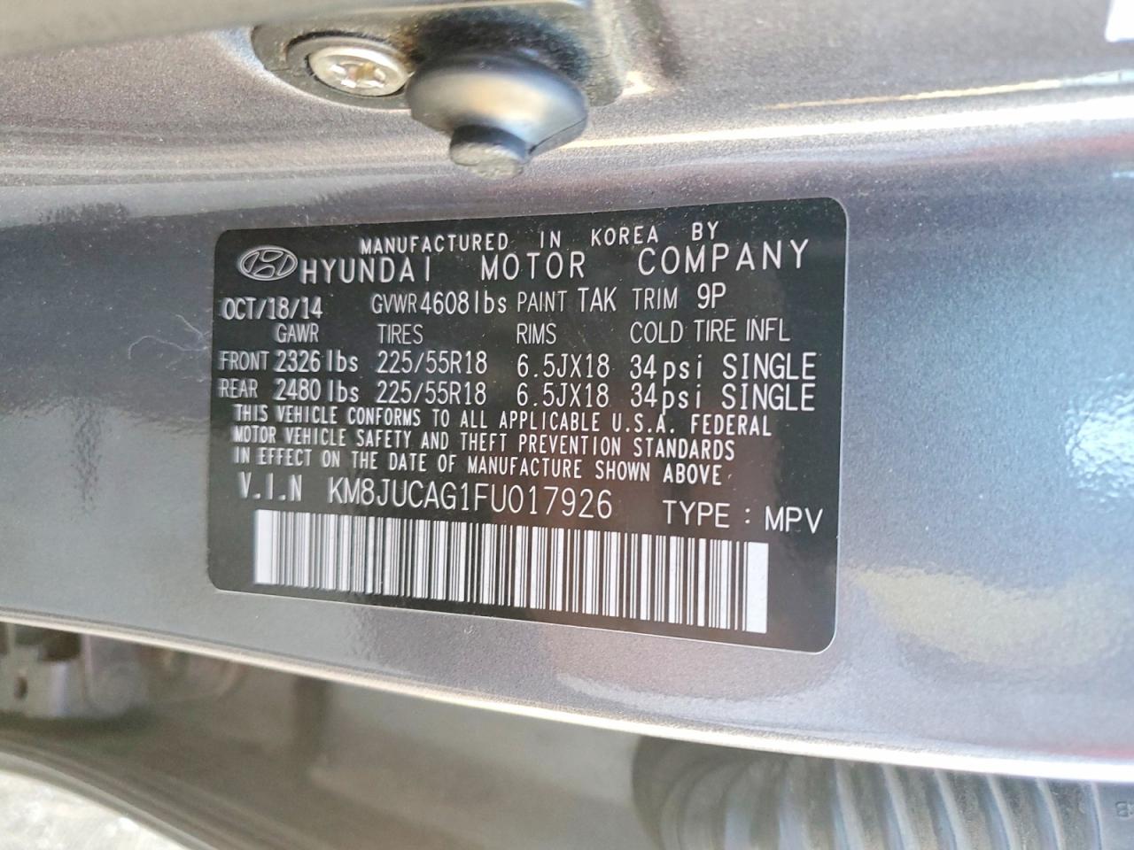 2015 HYUNDAI TUCSON LIMITED photo 12