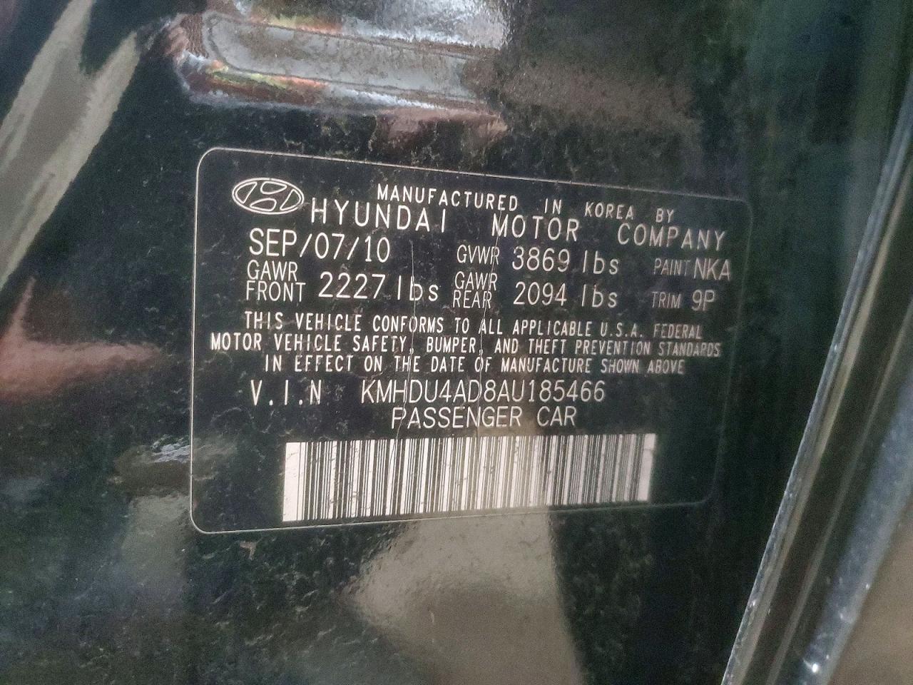 2010 HYUNDAI ELANTRA BLUE photo 12