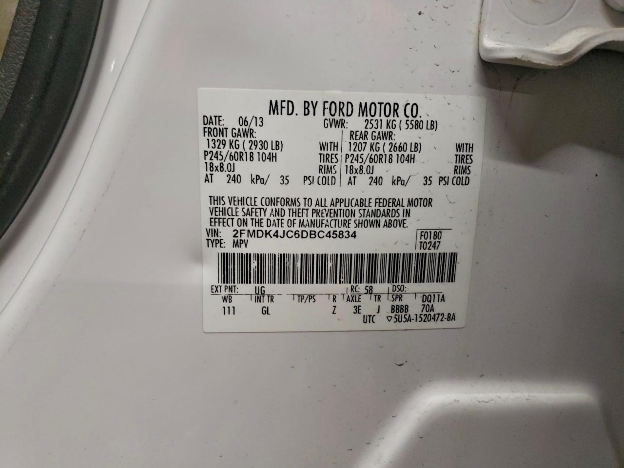 2013 FORD EDGE SEL photo 12
