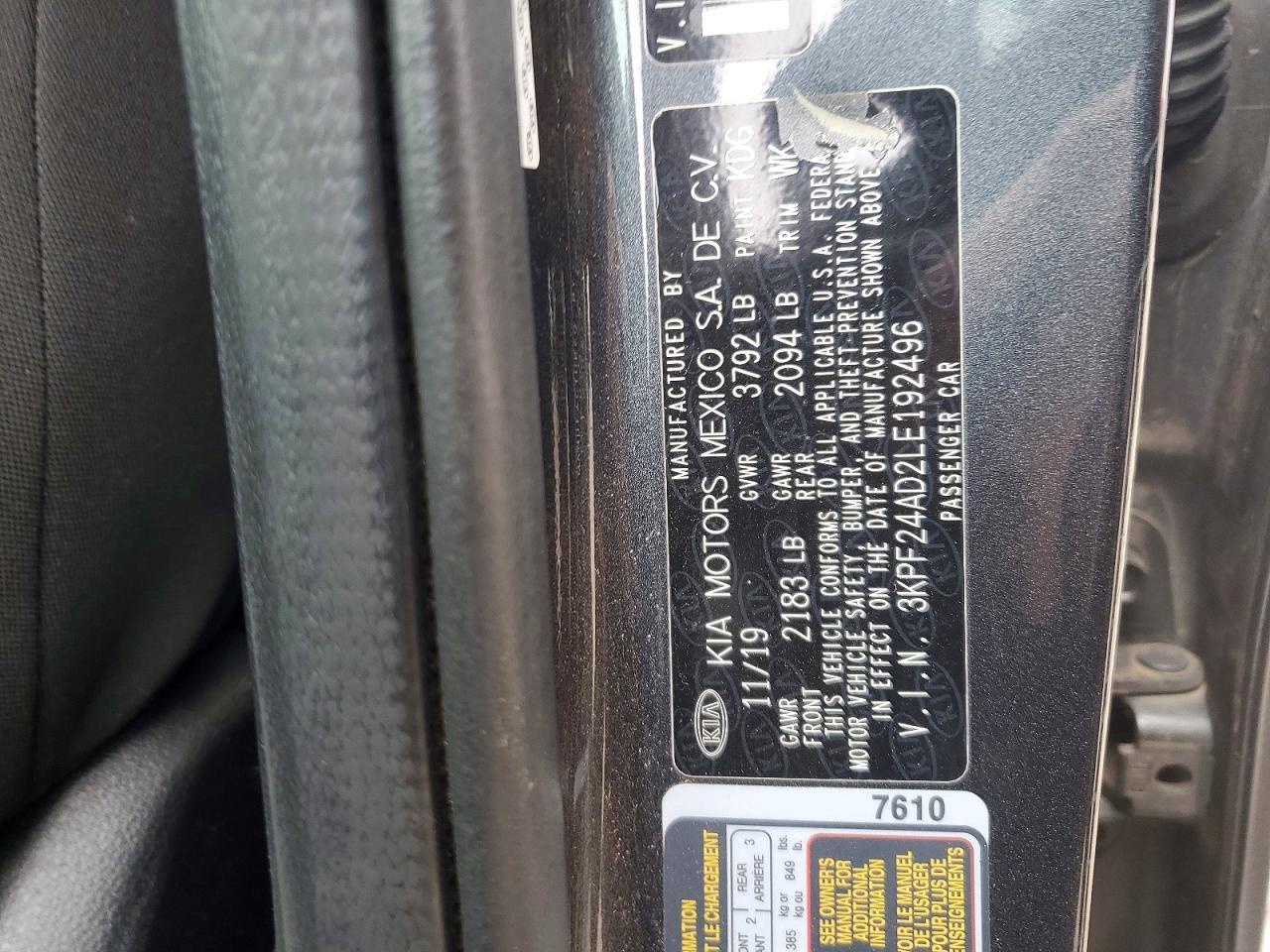 2020 KIA FORTE FE photo 12
