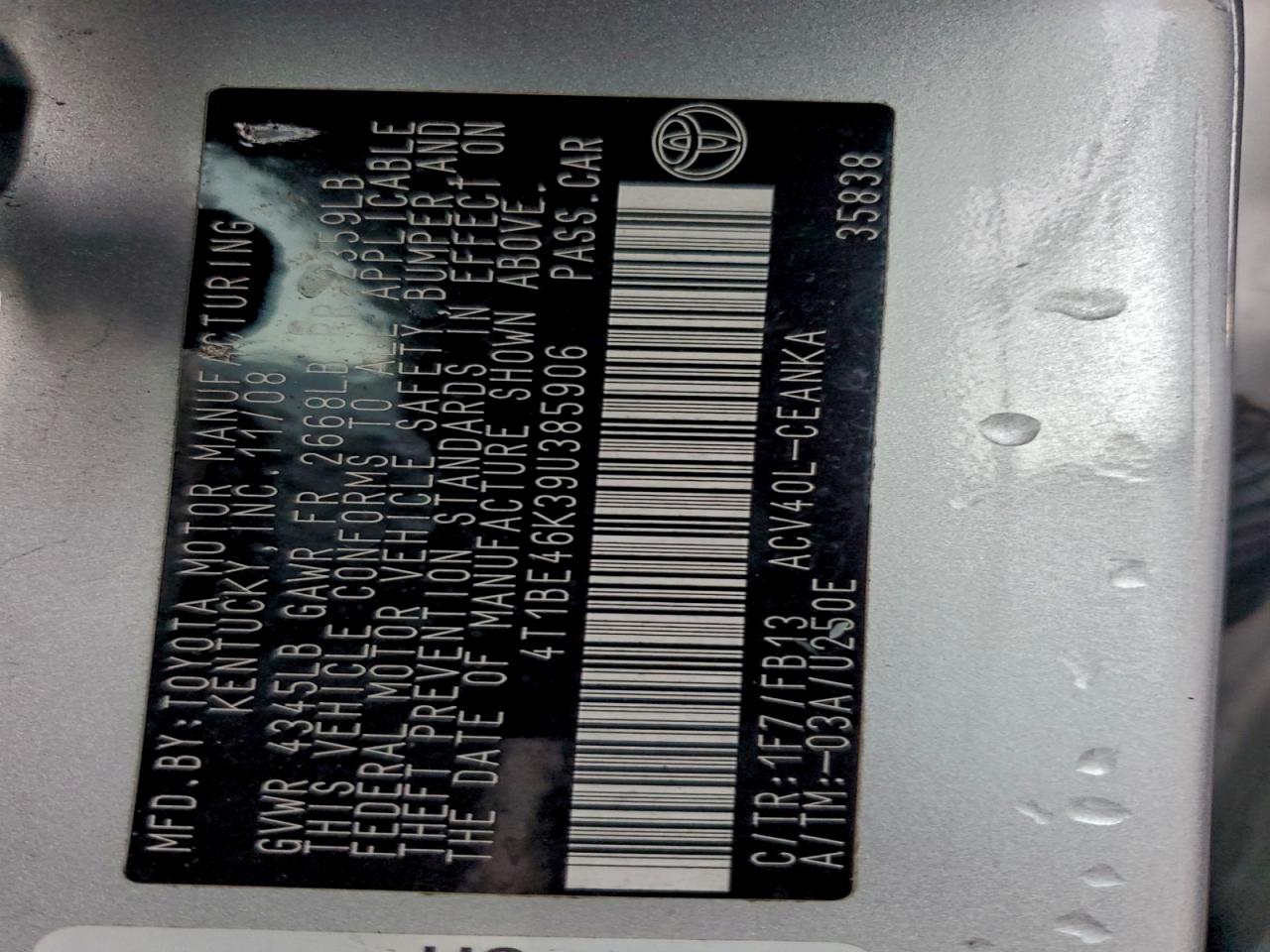2009 TOYOTA CAMRY BASE photo 12
