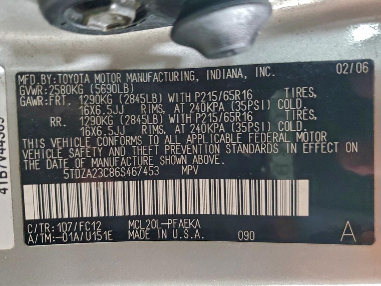 2006 TOYOTA SIENNA CE photo 13
