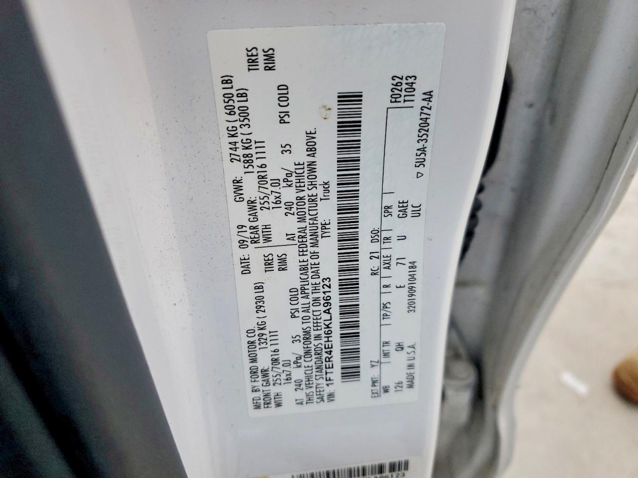 2019 FORD RANGER XL photo 12