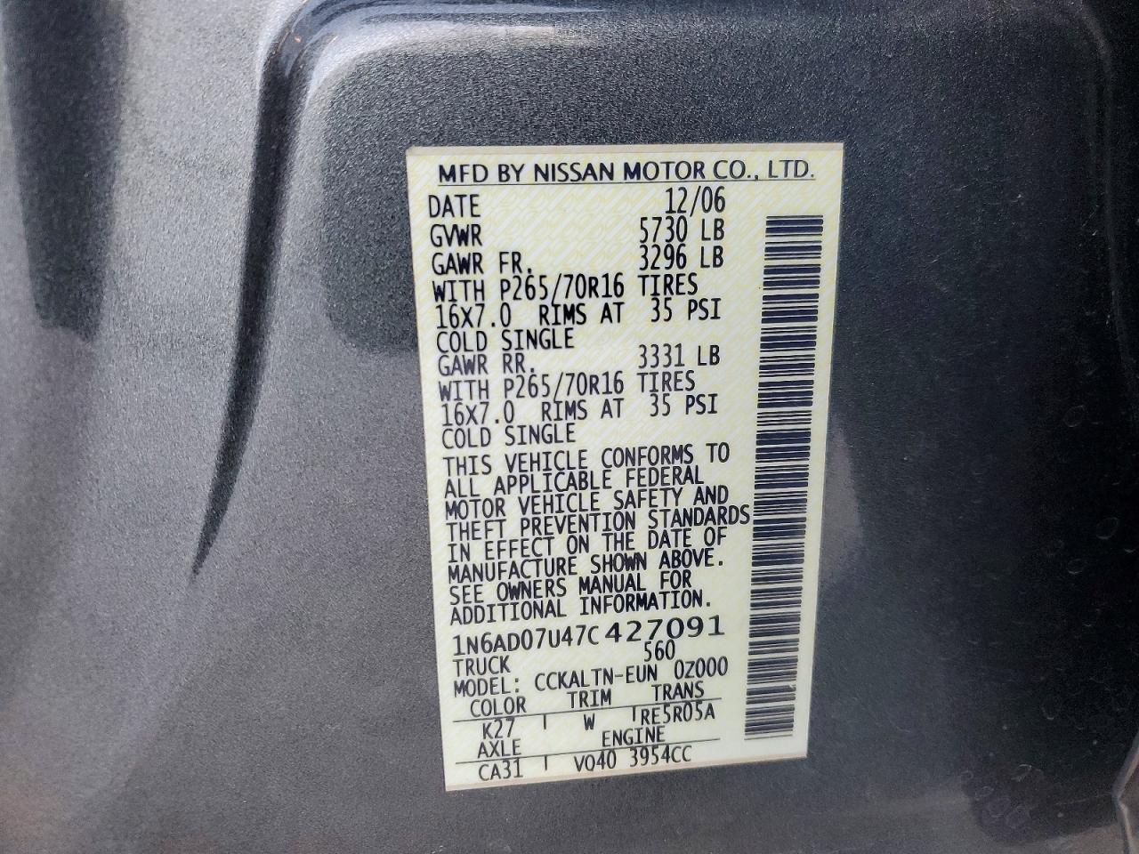 2007 NISSAN FRONTIER CREW CAB LE photo 12