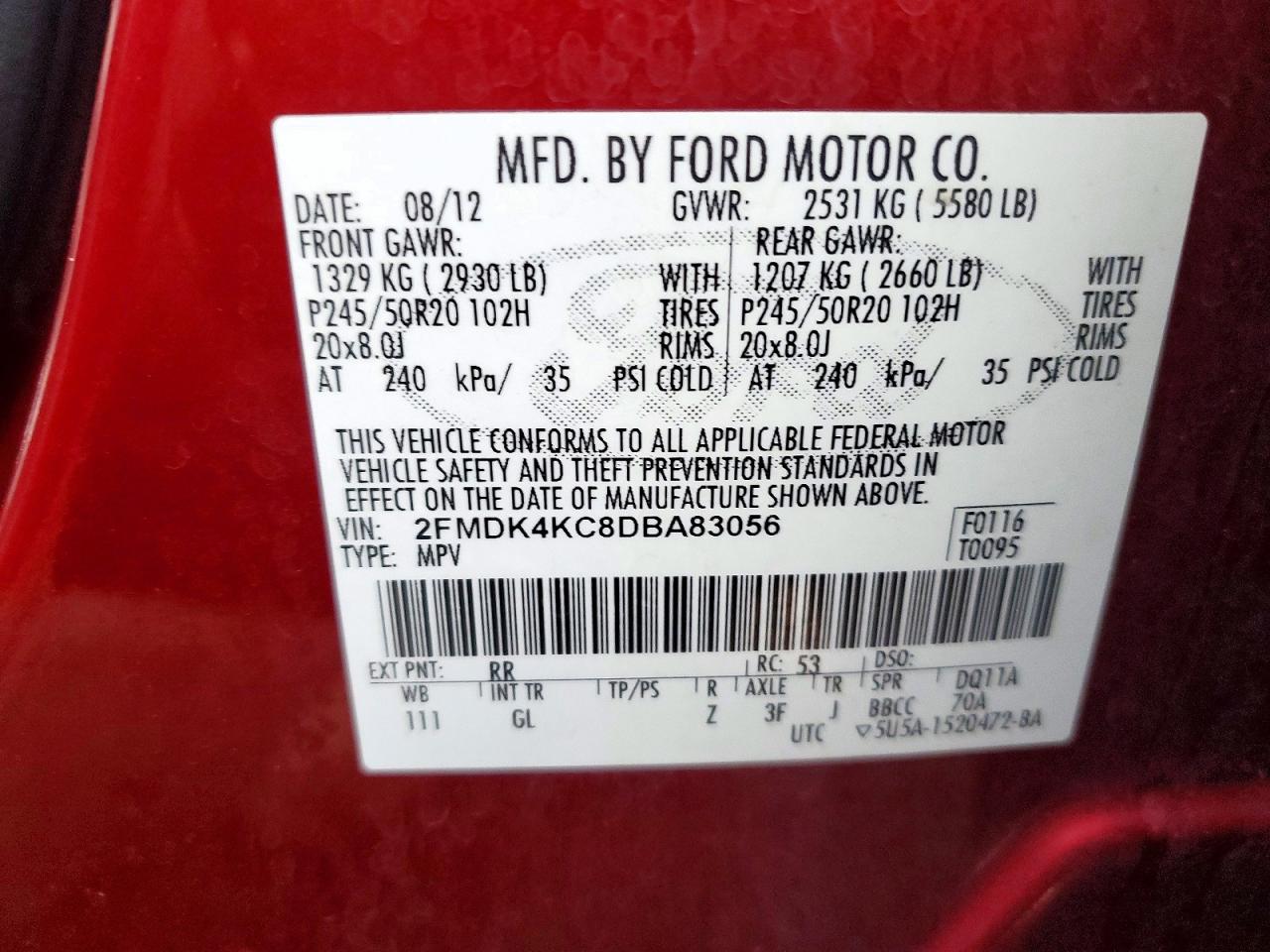 2013 FORD EDGE LIMITED photo 13