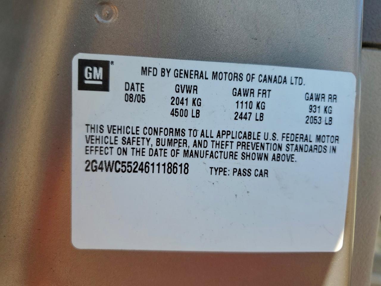 2006 BUICK LACROSSE CX photo 12