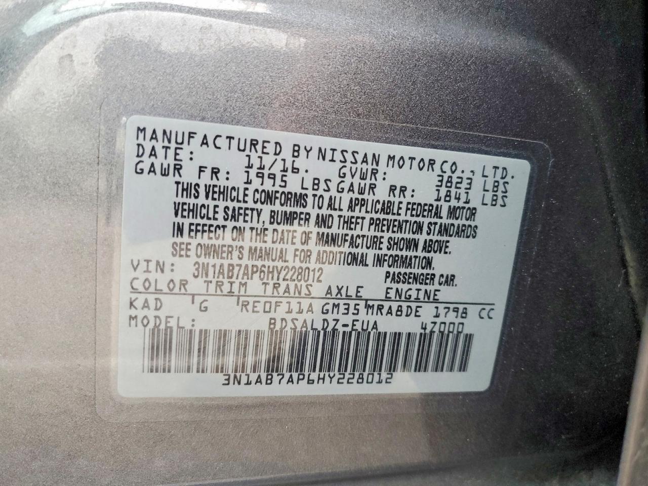 2017 NISSAN SENTRA S photo 13