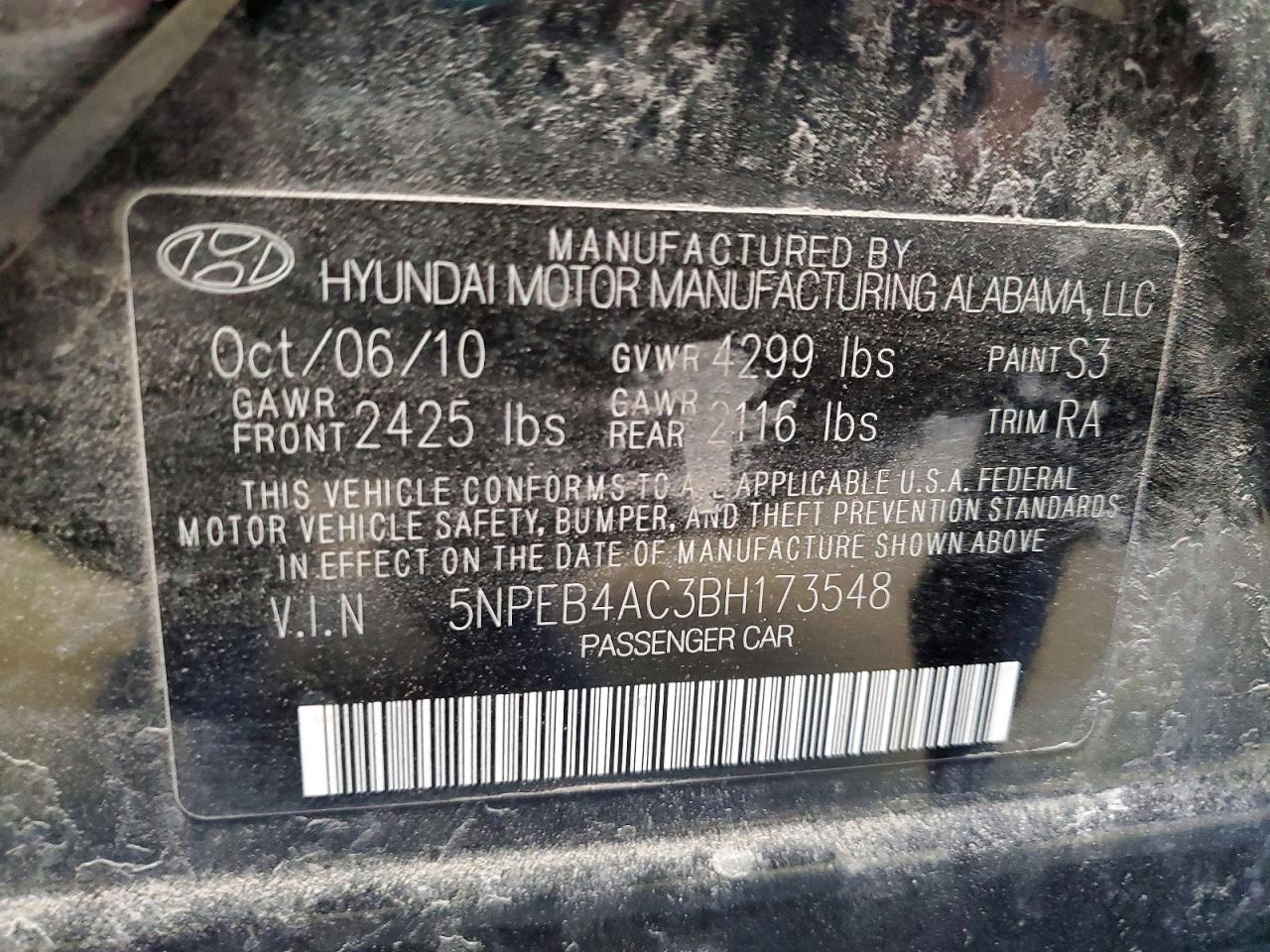 2011 HYUNDAI SONATA GLS photo 13