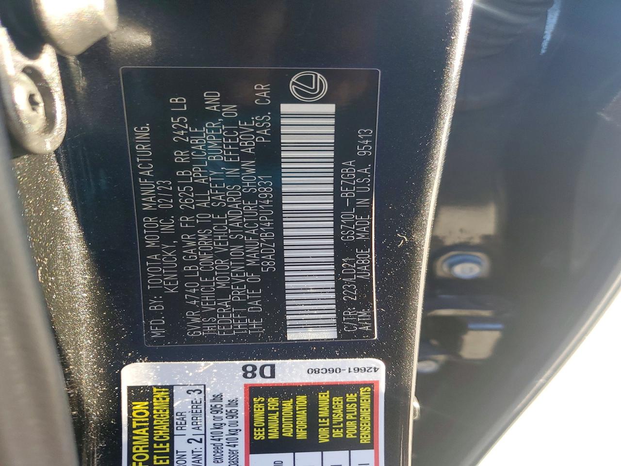 2023 LEXUS ES 350 BASE photo 12