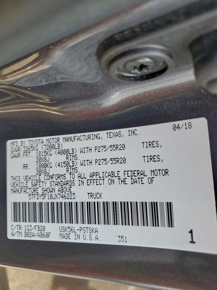 2018 TOYOTA TUNDRA CREWMAX SR5 photo 12