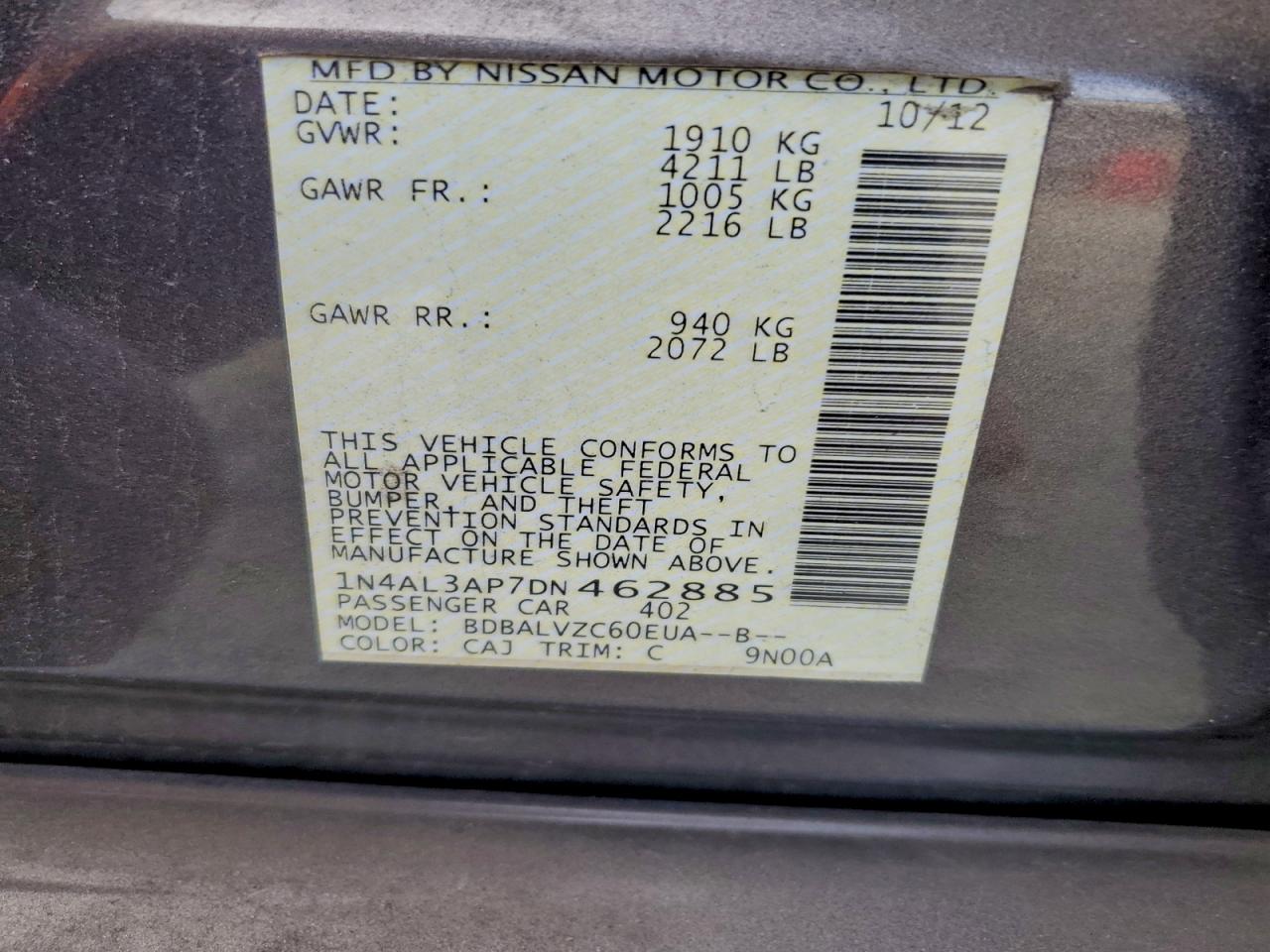 2013 NISSAN ALTIMA 2.5 photo 12