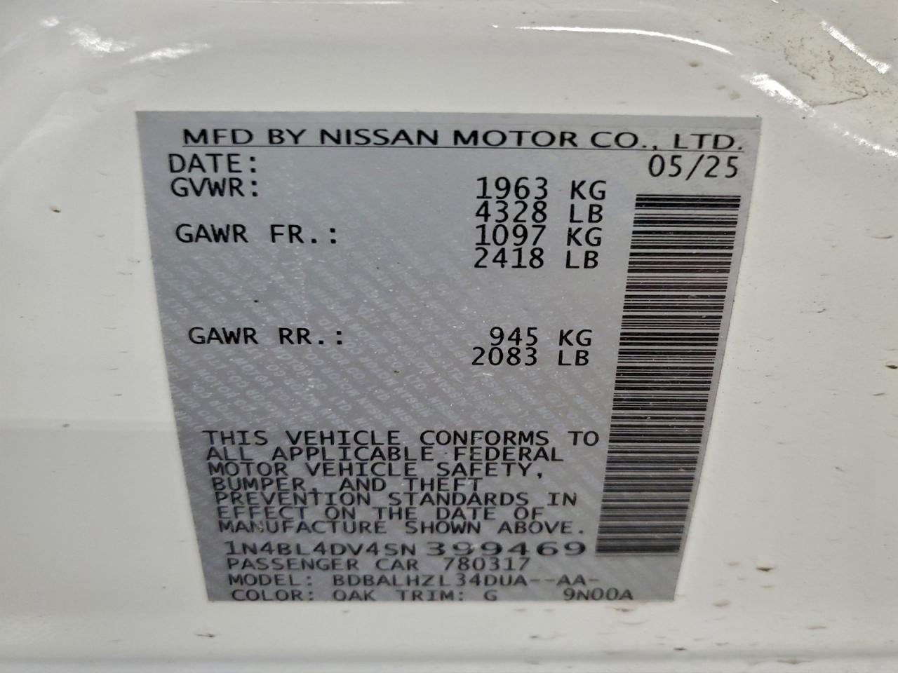 2025 NISSAN ALTIMA SV photo 12