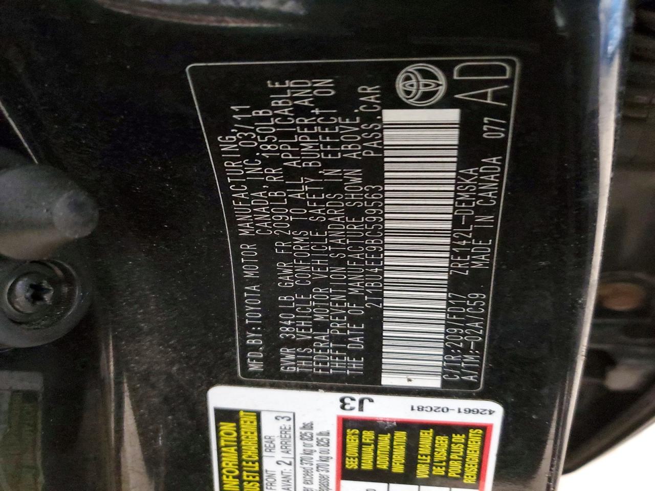 2011 TOYOTA COROLLA BASE photo 23