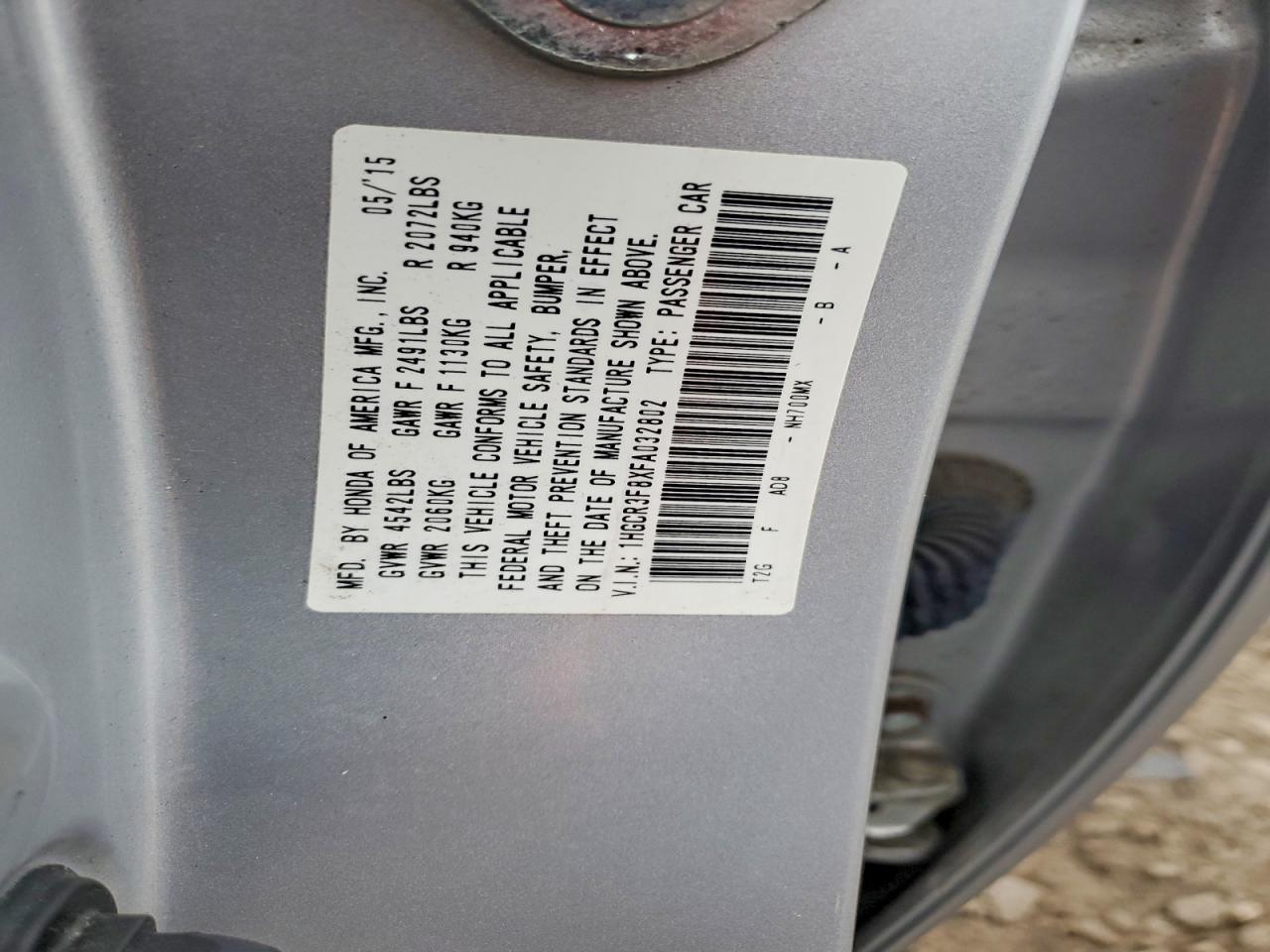 2015 HONDA ACCORD EXL photo 12