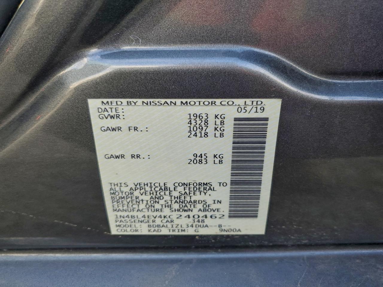 2019 NISSAN ALTIMA SL photo 23