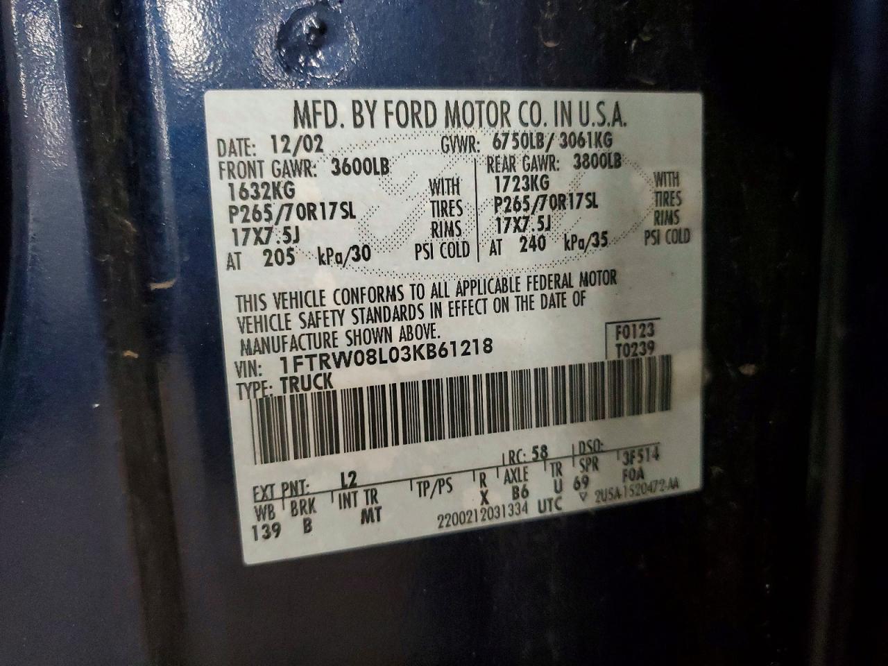 2003 FORD F150 SUPERCREW photo 12