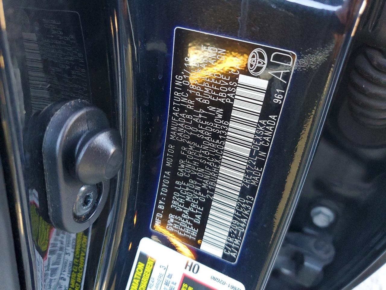 2018 TOYOTA COROLLA L photo 12