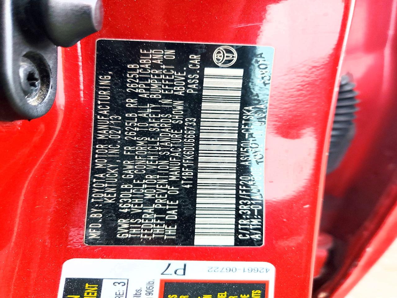2013 TOYOTA CAMRY L photo 13