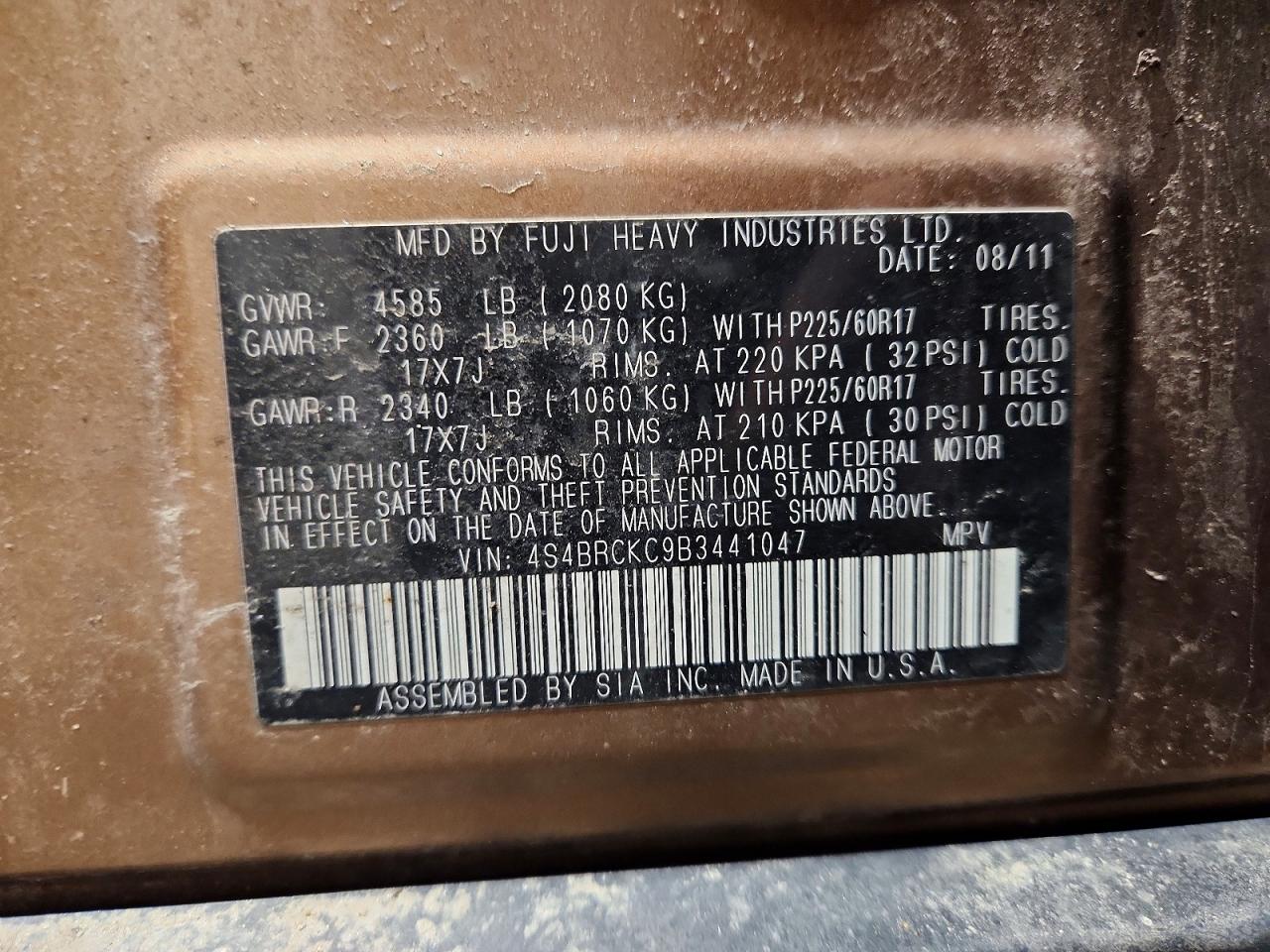 2011 SUBARU OUTBACK 2.5I LIMITED photo 13