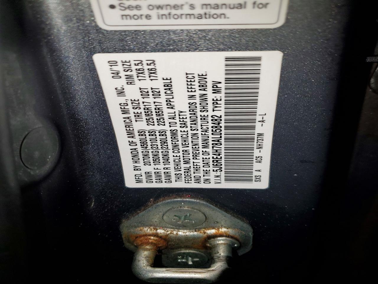 2010 HONDA CR-V EXL photo 13