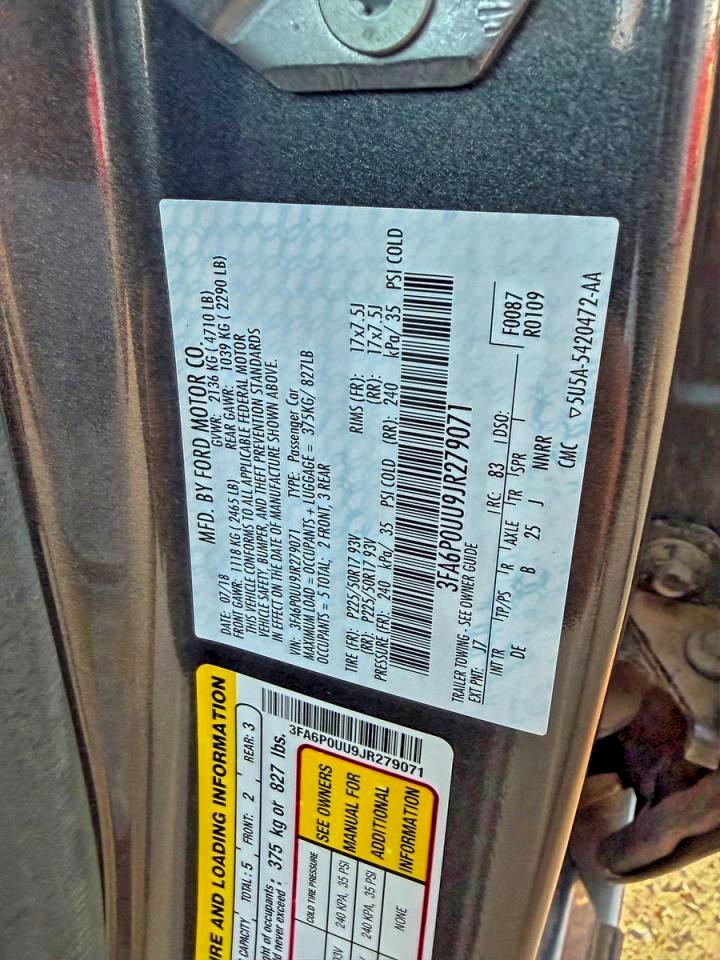 2018 FORD FUSION S HYBRID photo 10