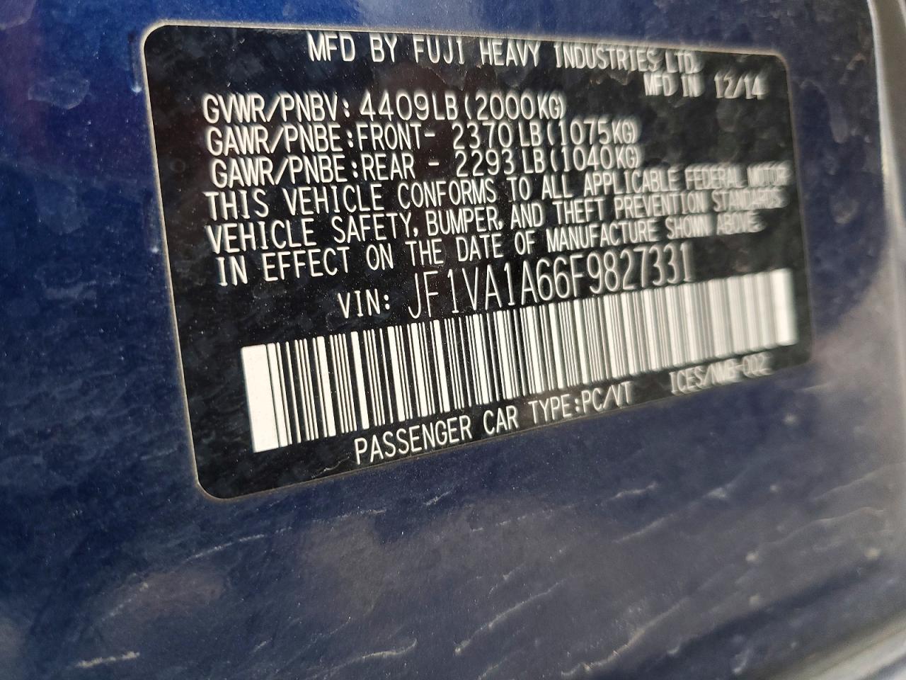 2015 SUBARU WRX photo 13
