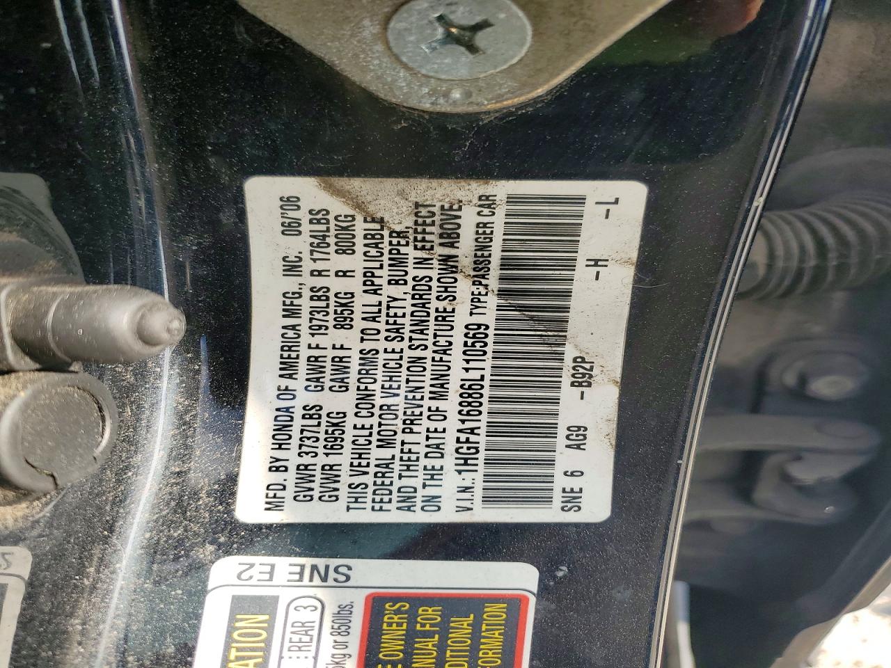 2006 HONDA CIVIC EX photo 12
