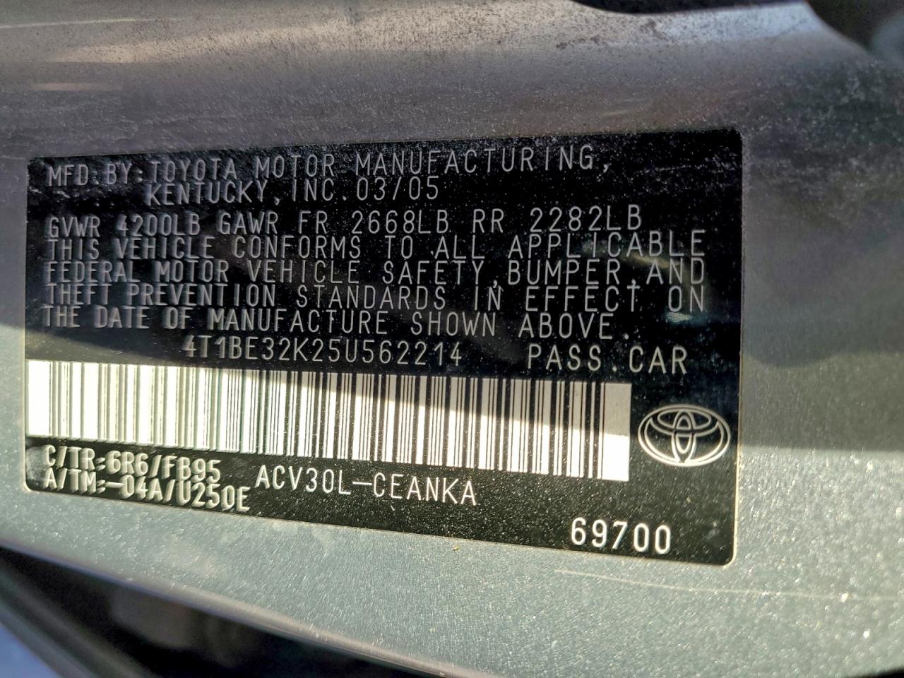 2005 TOYOTA CAMRY LE photo 23