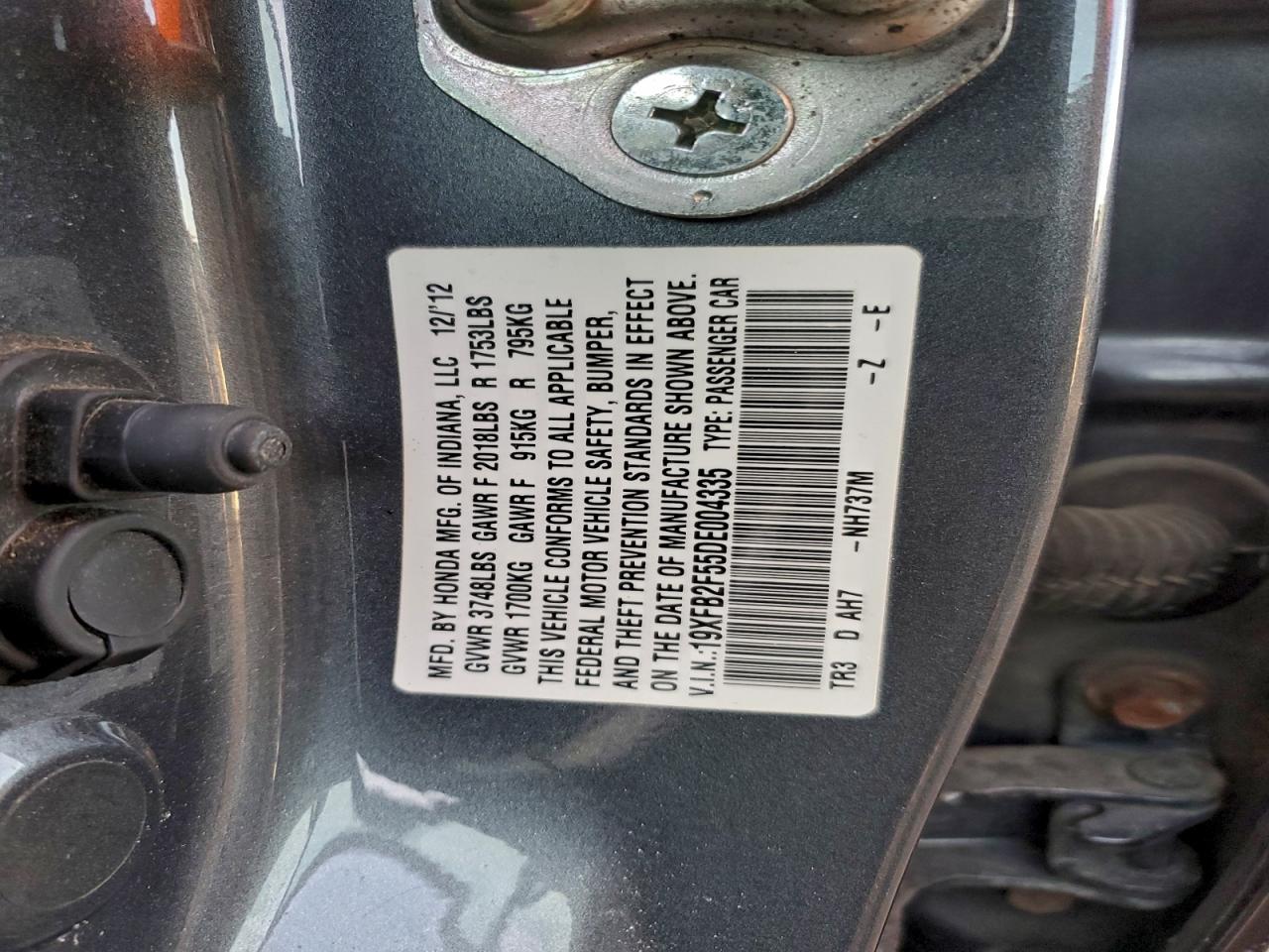 2013 HONDA CIVIC LX photo 12