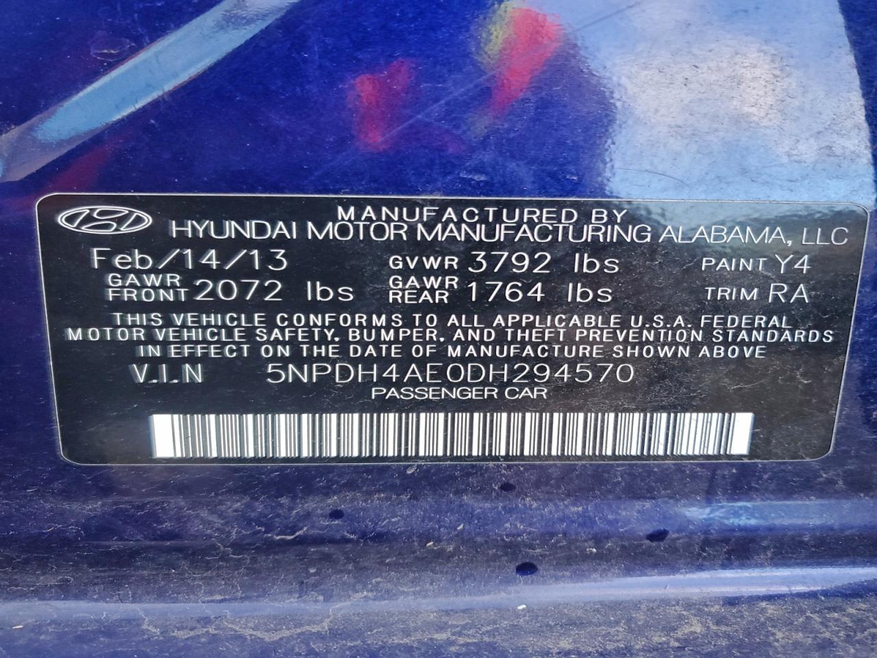 2013 HYUNDAI ELANTRA GLS photo 12