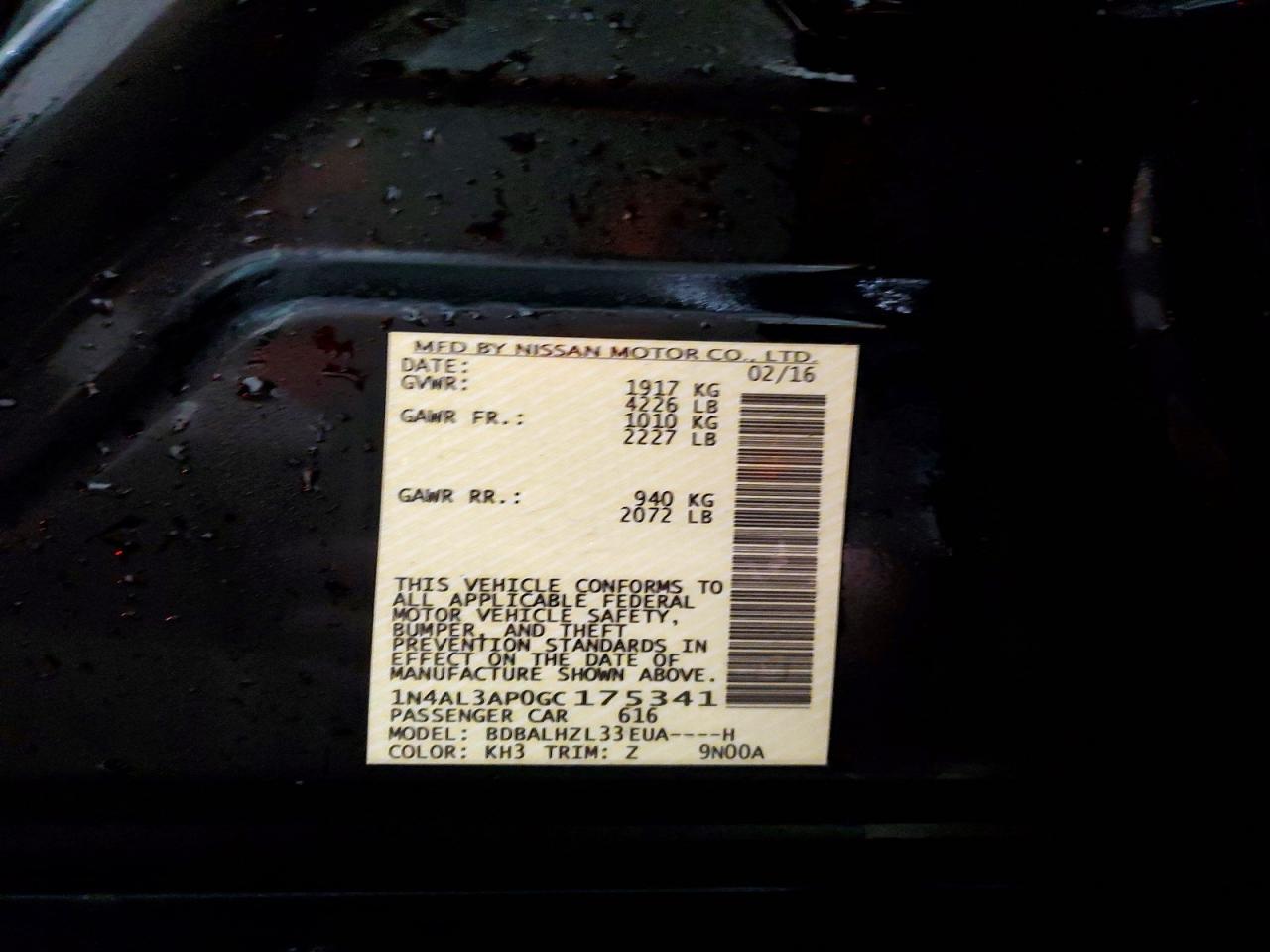 2016 NISSAN ALTIMA 2.5 SR photo 12