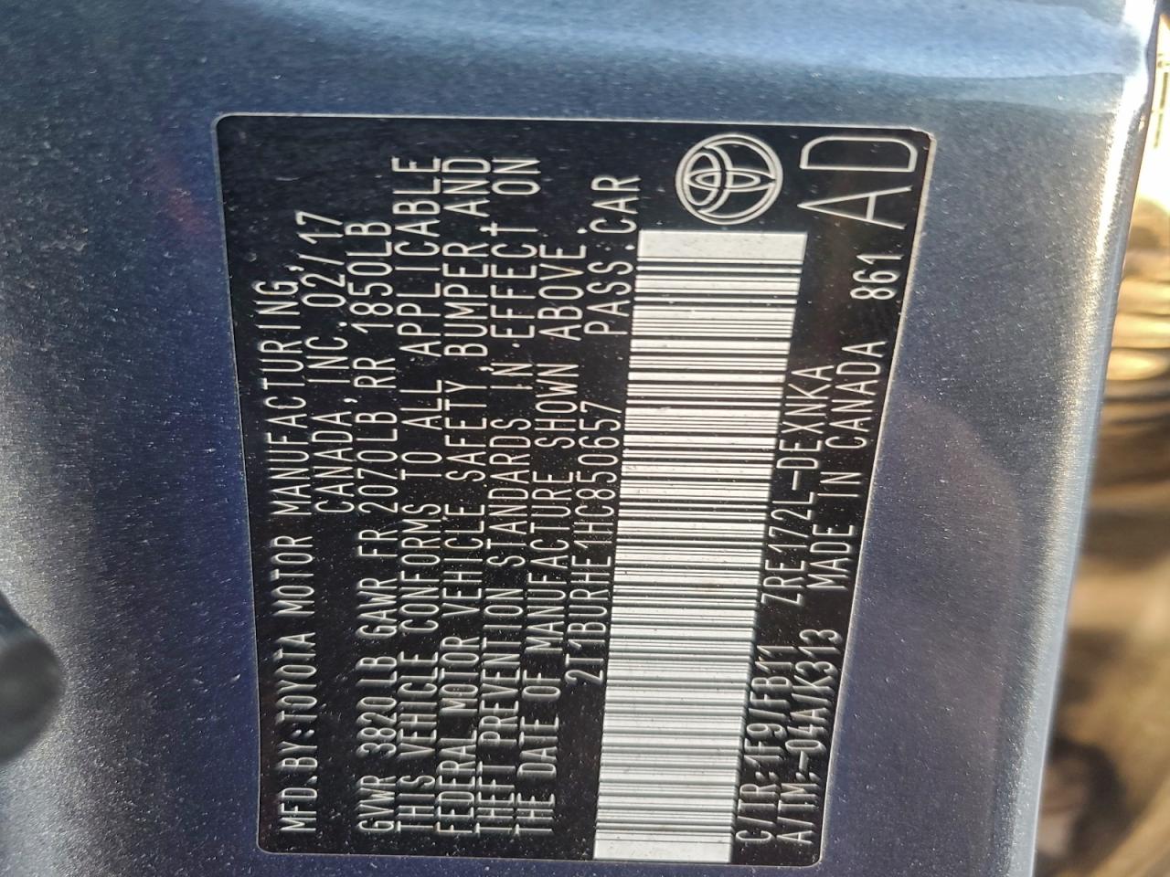 2017 TOYOTA COROLLA L photo 12