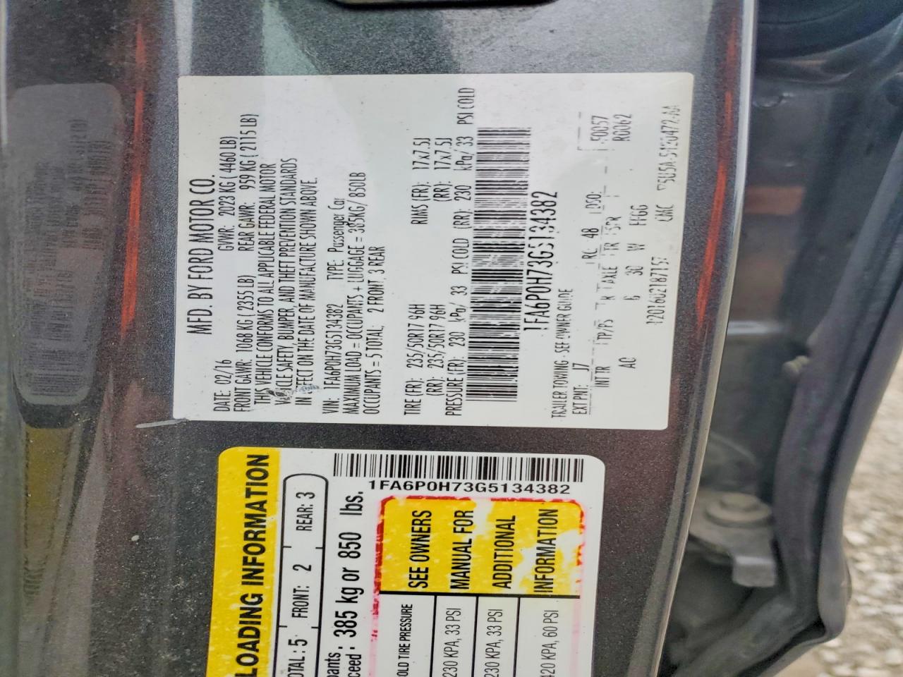 2016 FORD FUSION SE photo 12