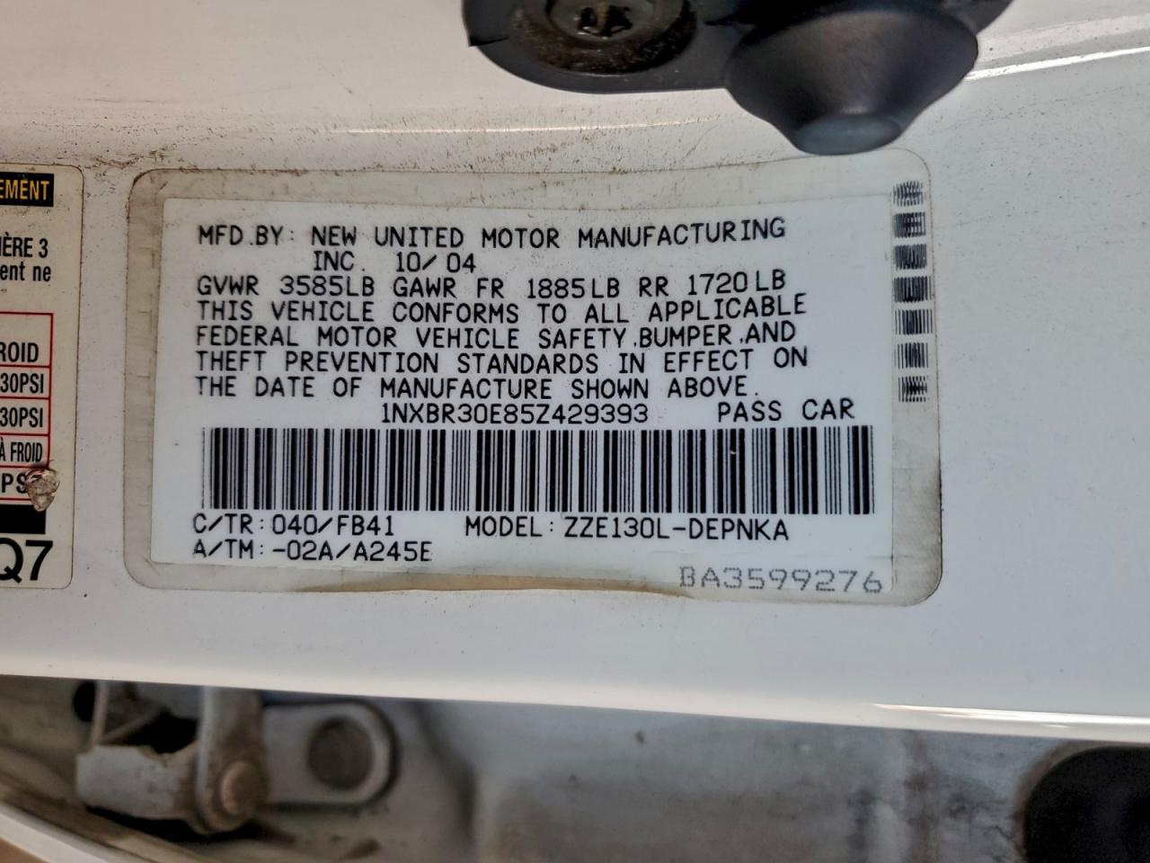 2005 TOYOTA COROLLA CE photo 12