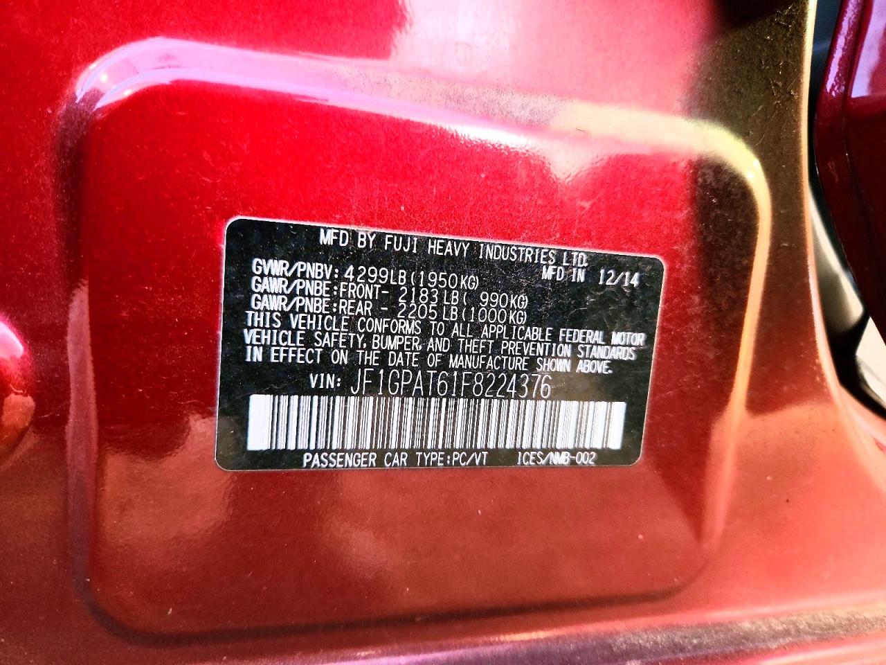 2015 SUBARU IMPREZA SPORT photo 37