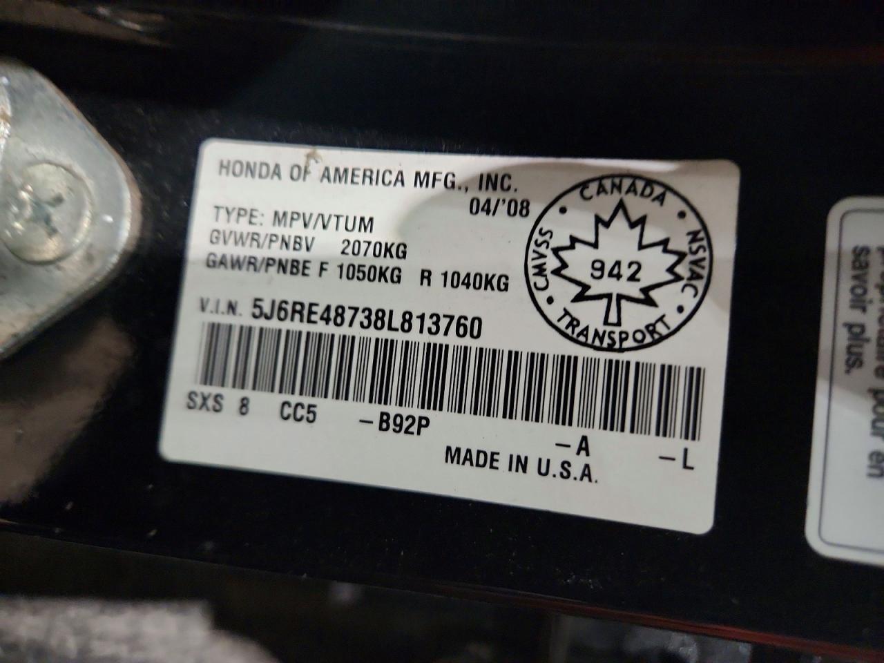 2008 HONDA CR-V EXL photo 27