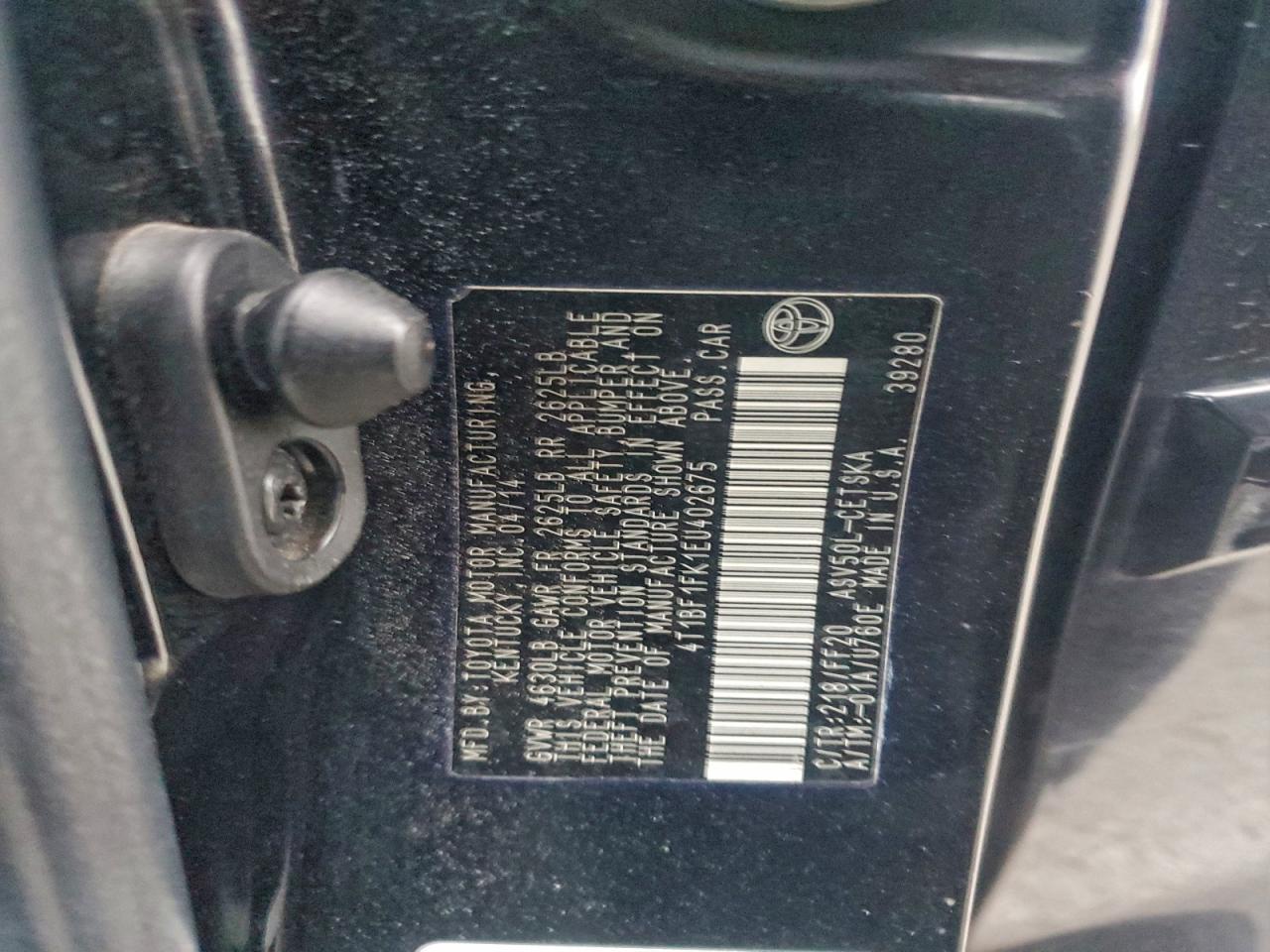 2014 TOYOTA CAMRY L photo 12