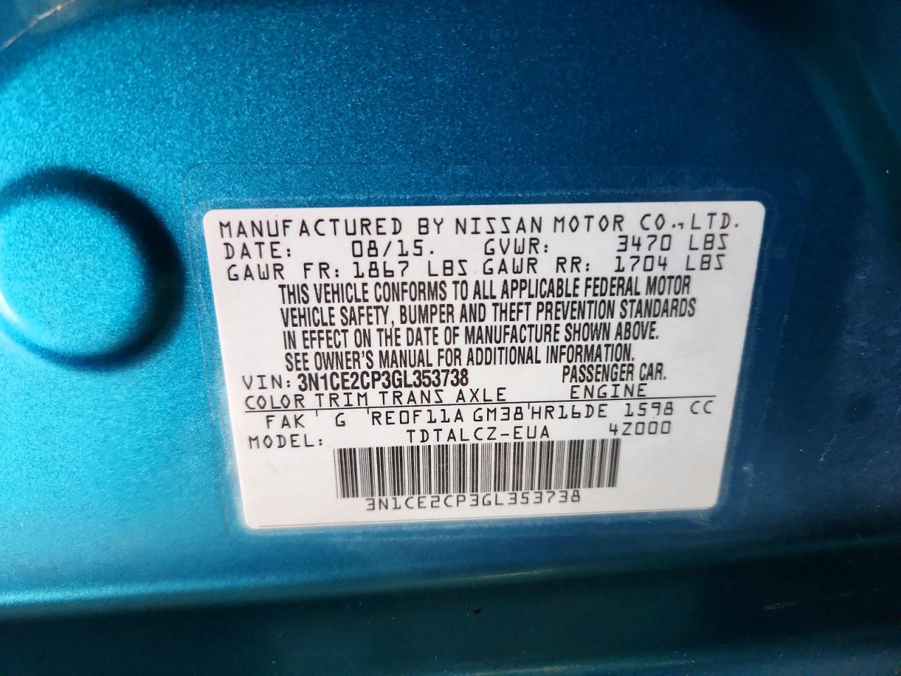 2016 NISSAN VERSA NOTE S photo 25