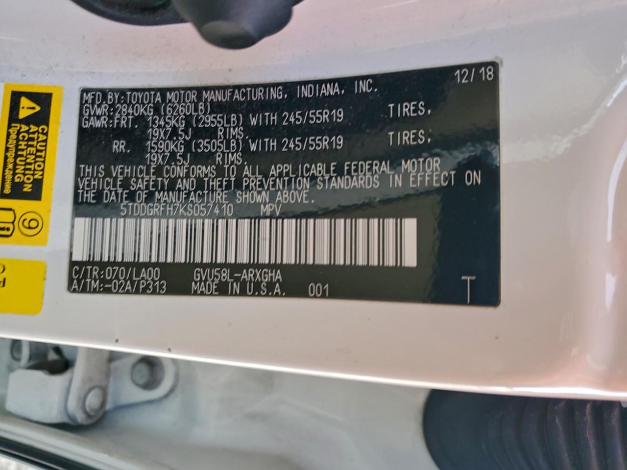 2019 TOYOTA HIGHLANDER HYBRID LIMITED photo 13