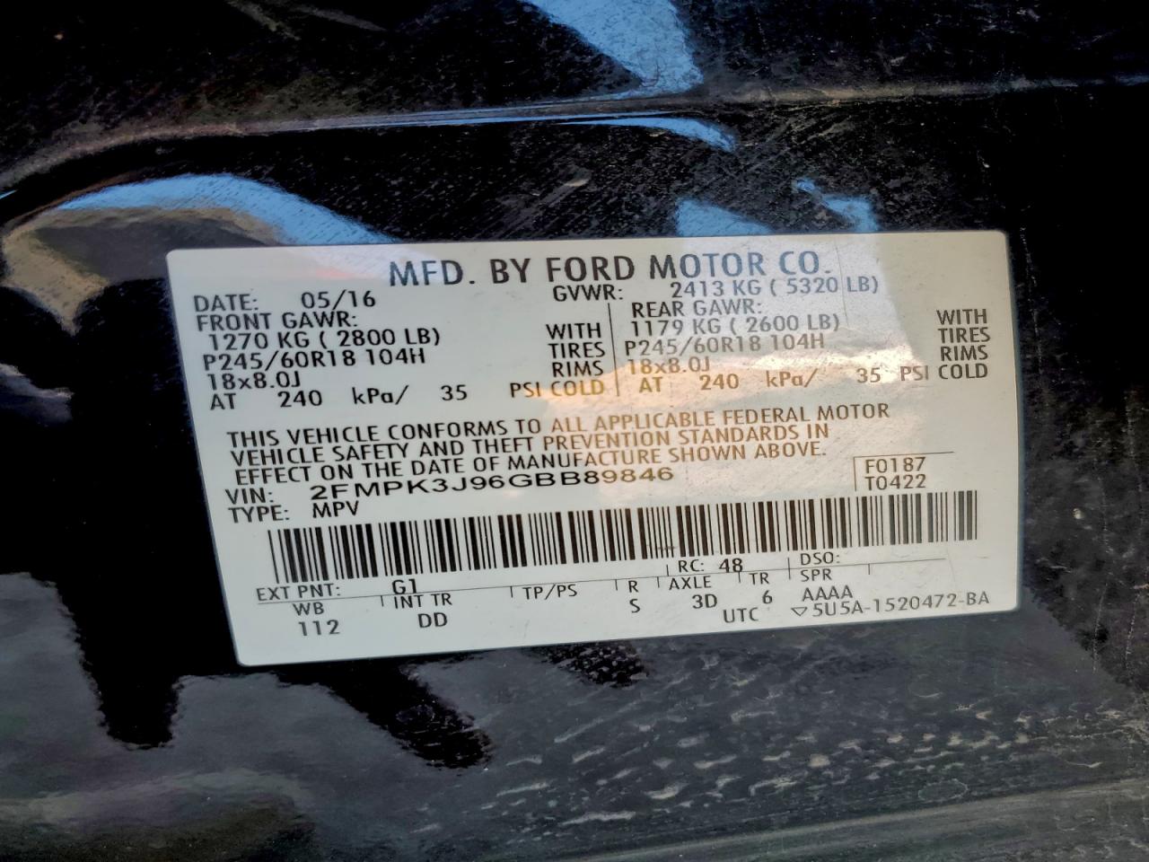2016 FORD EDGE SEL photo 13