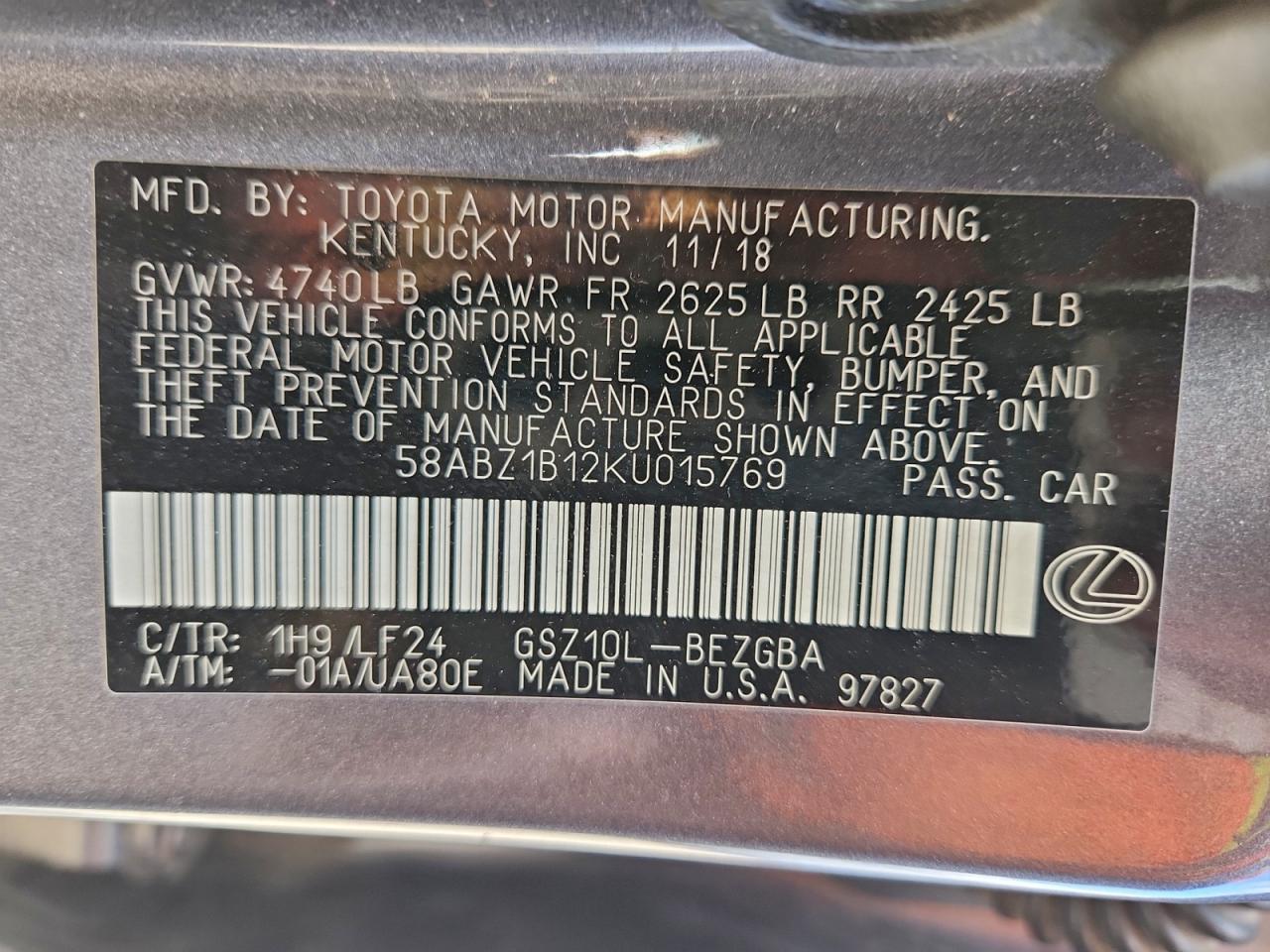 2019 LEXUS ES 350 photo 13