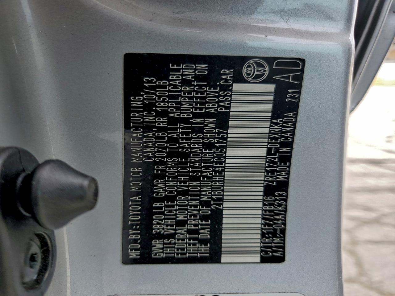 2014 TOYOTA COROLLA L photo 12