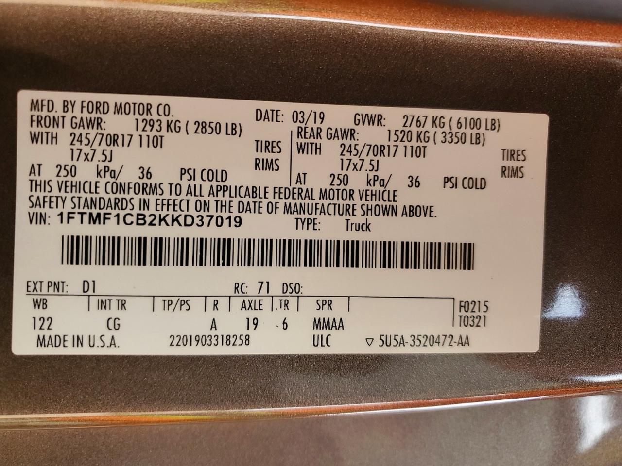 2019 FORD F150 photo 12