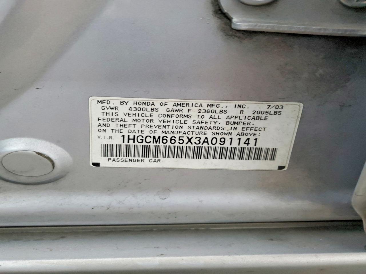 2003 HONDA ACCORD EX photo 25