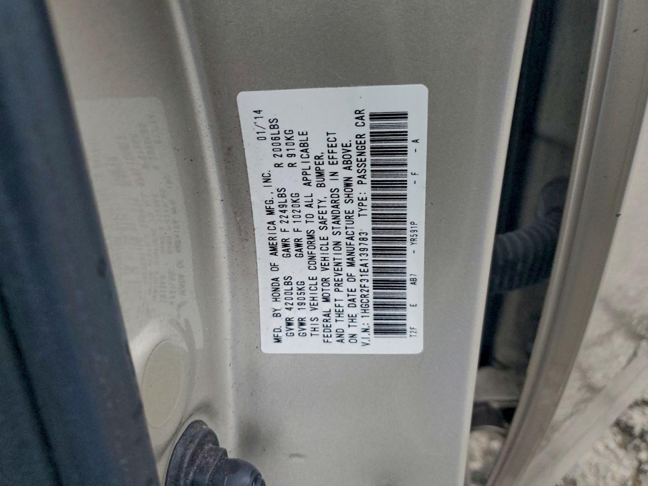 2014 HONDA ACCORD LX photo 12