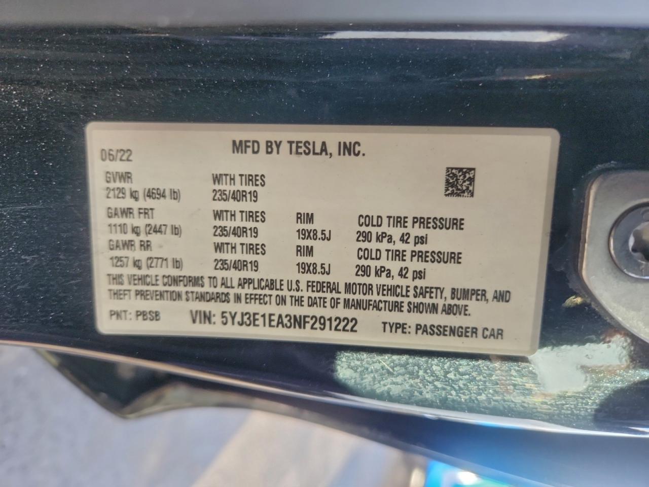 2022 TESLA MODEL 3 photo 23