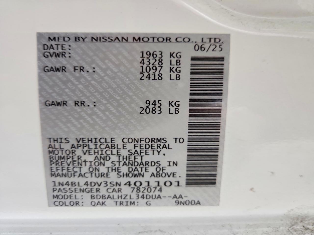 2025 NISSAN ALTIMA SV photo 13