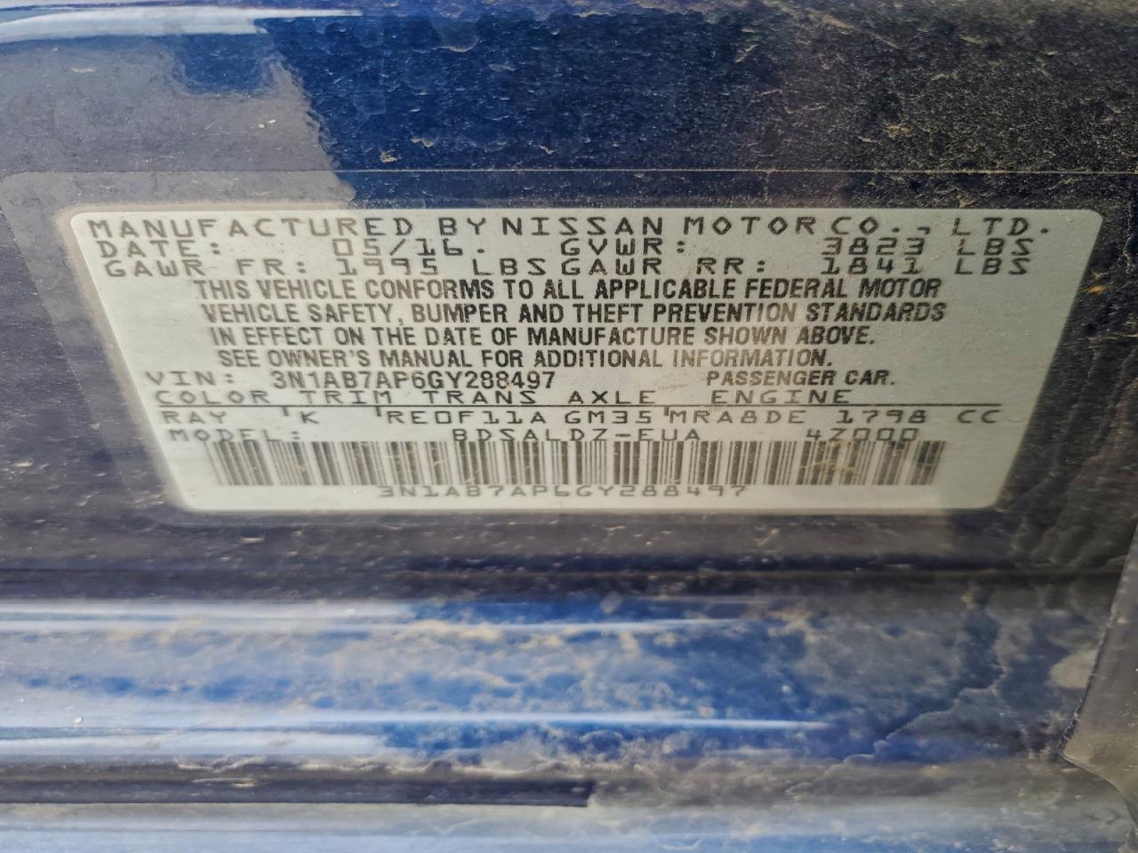 2016 NISSAN SENTRA S photo 12